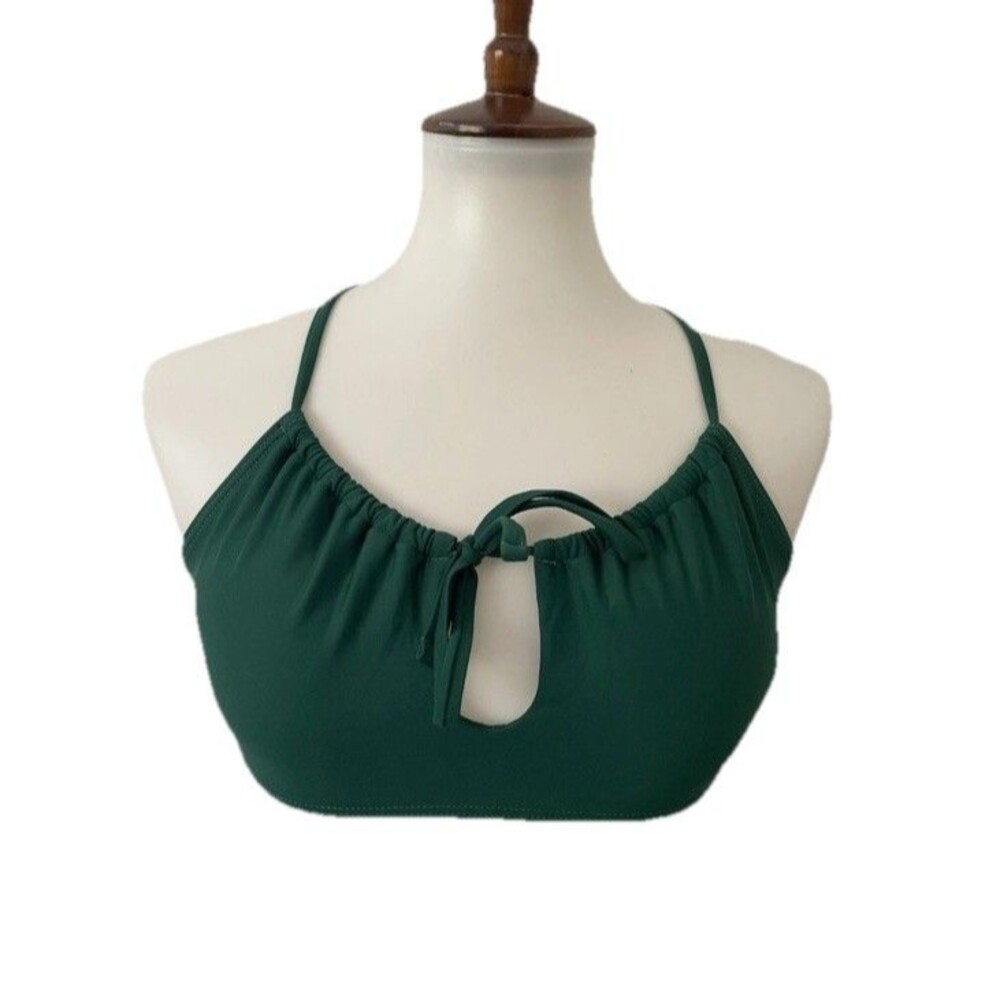 BCBG Paris Bikini Top Keyhole Pleated Green Swimwear Size XL Extra Large